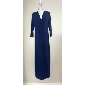 Tommy Bahama Long Sleeve V Neck Twist Front Modal Blend Maxi Dress Navy Blue S/P